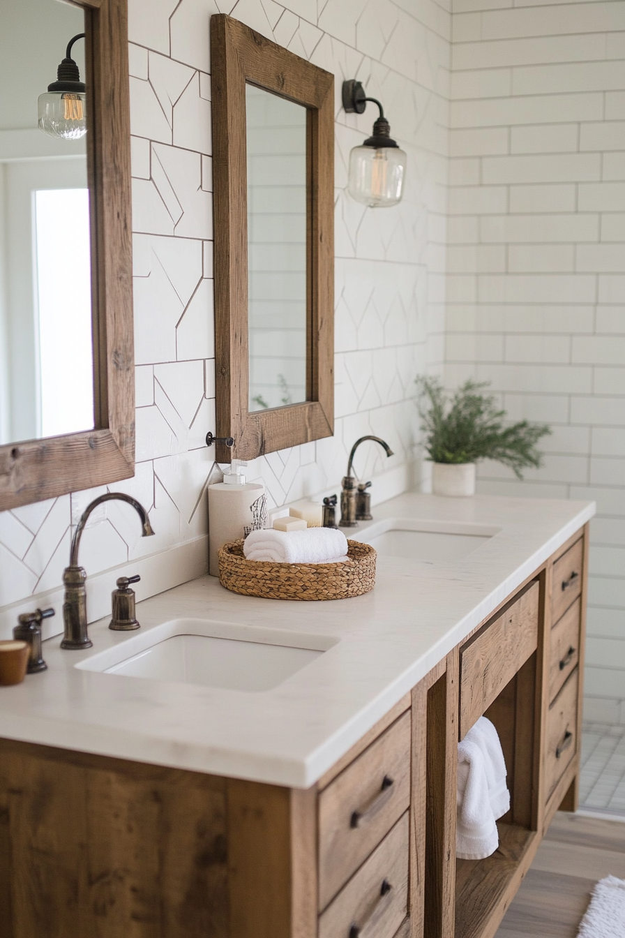 Herringbone subway tiles paired with vintage accents