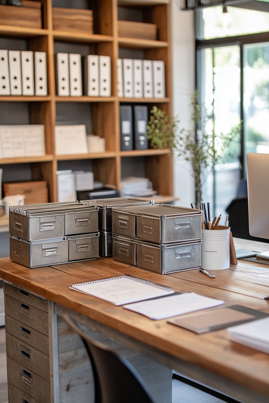 Rustic galvanized containers styled with stationery