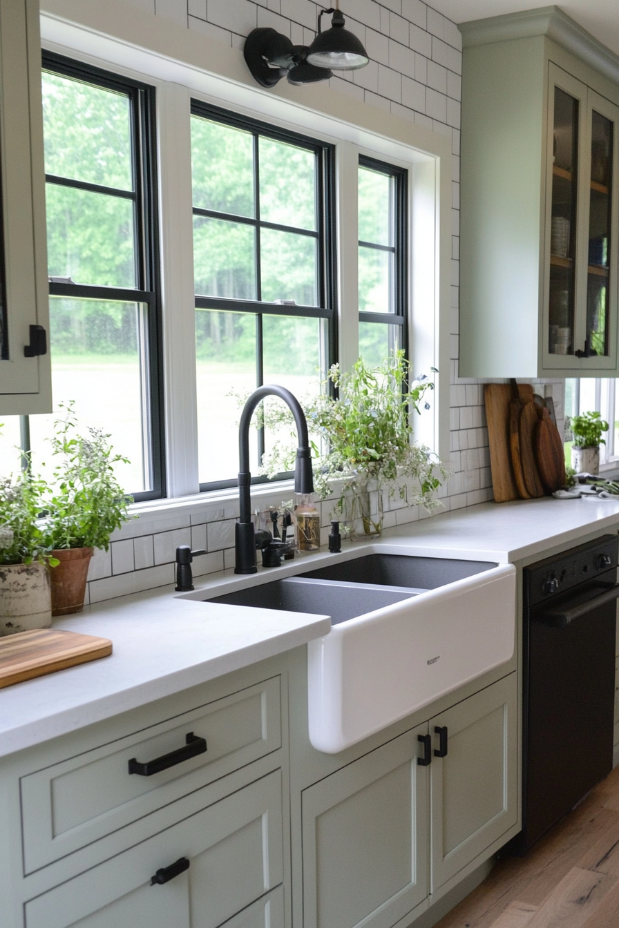 Gray kitchen cabinets with rustic charm
