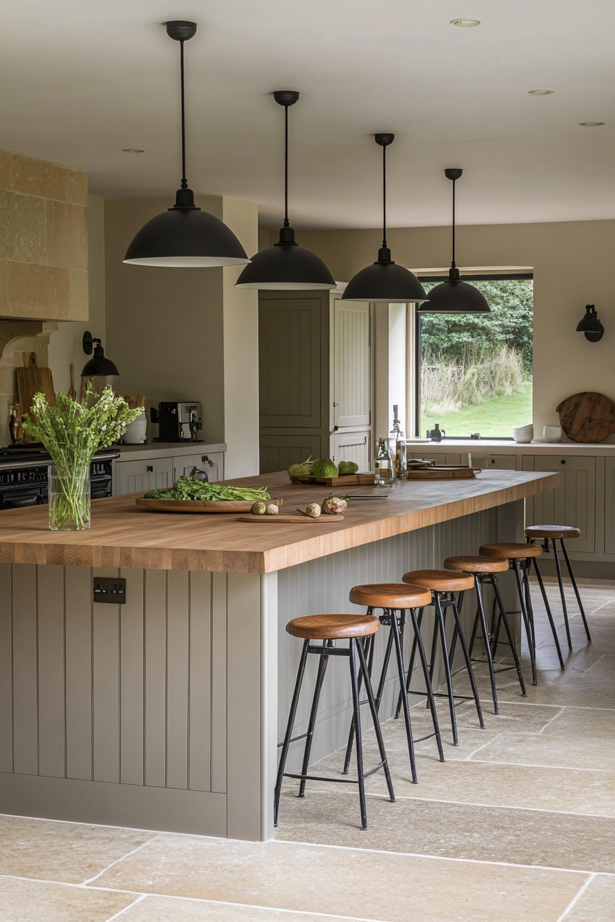 Gray farmhouse island as a focal point