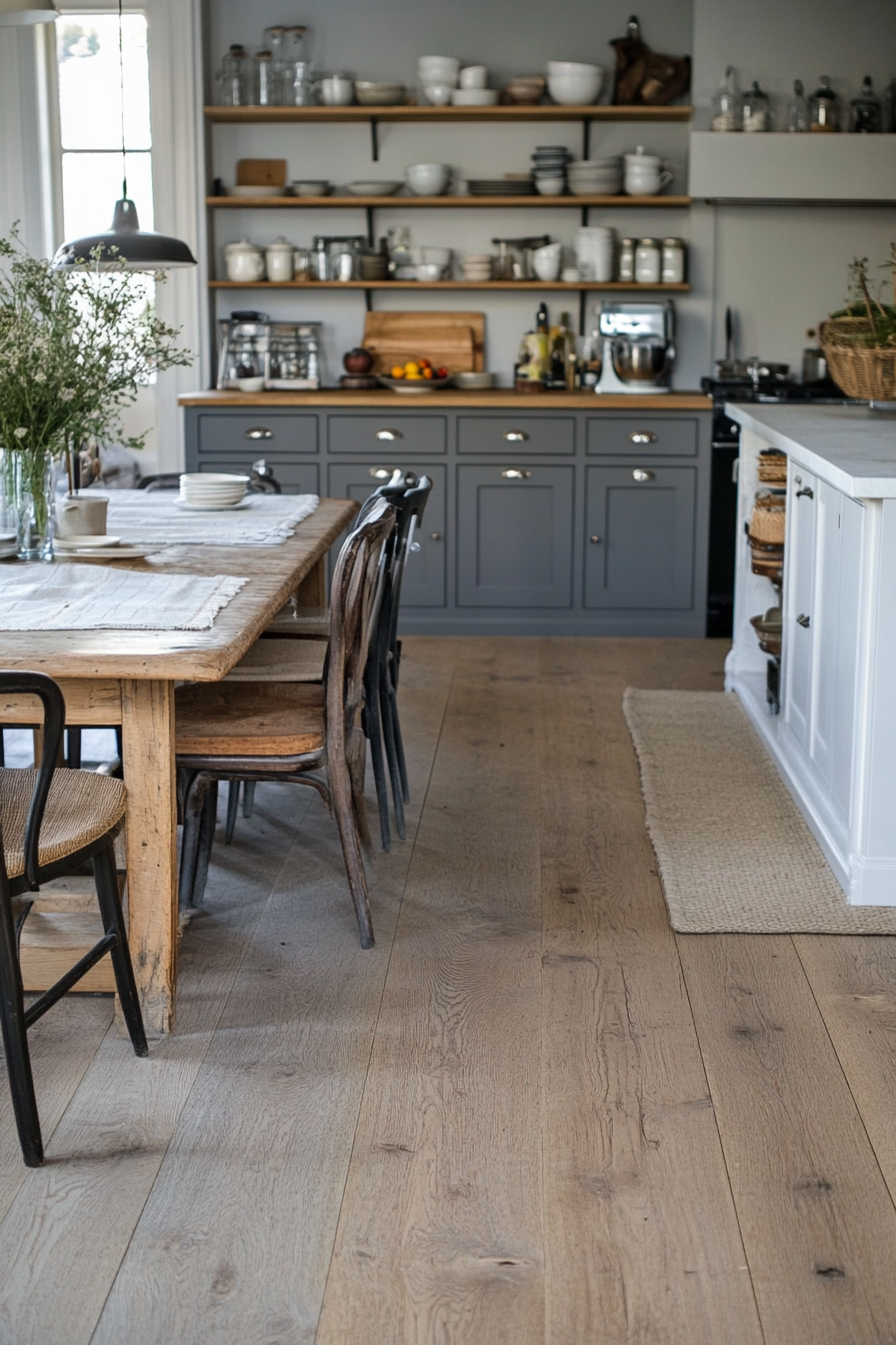 Rustic gray flooring for farmhouse style