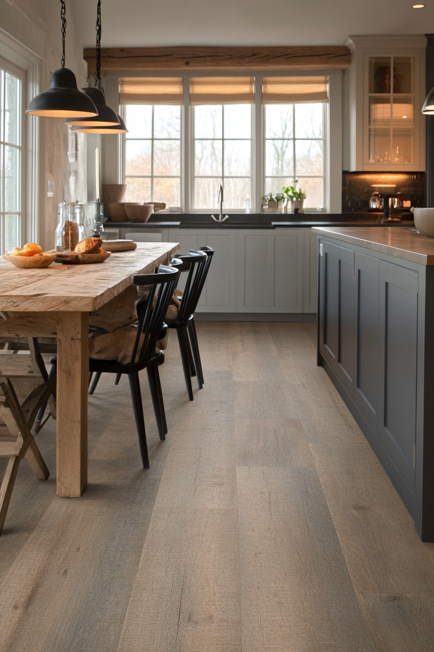 Rustic gray flooring for farmhouse style