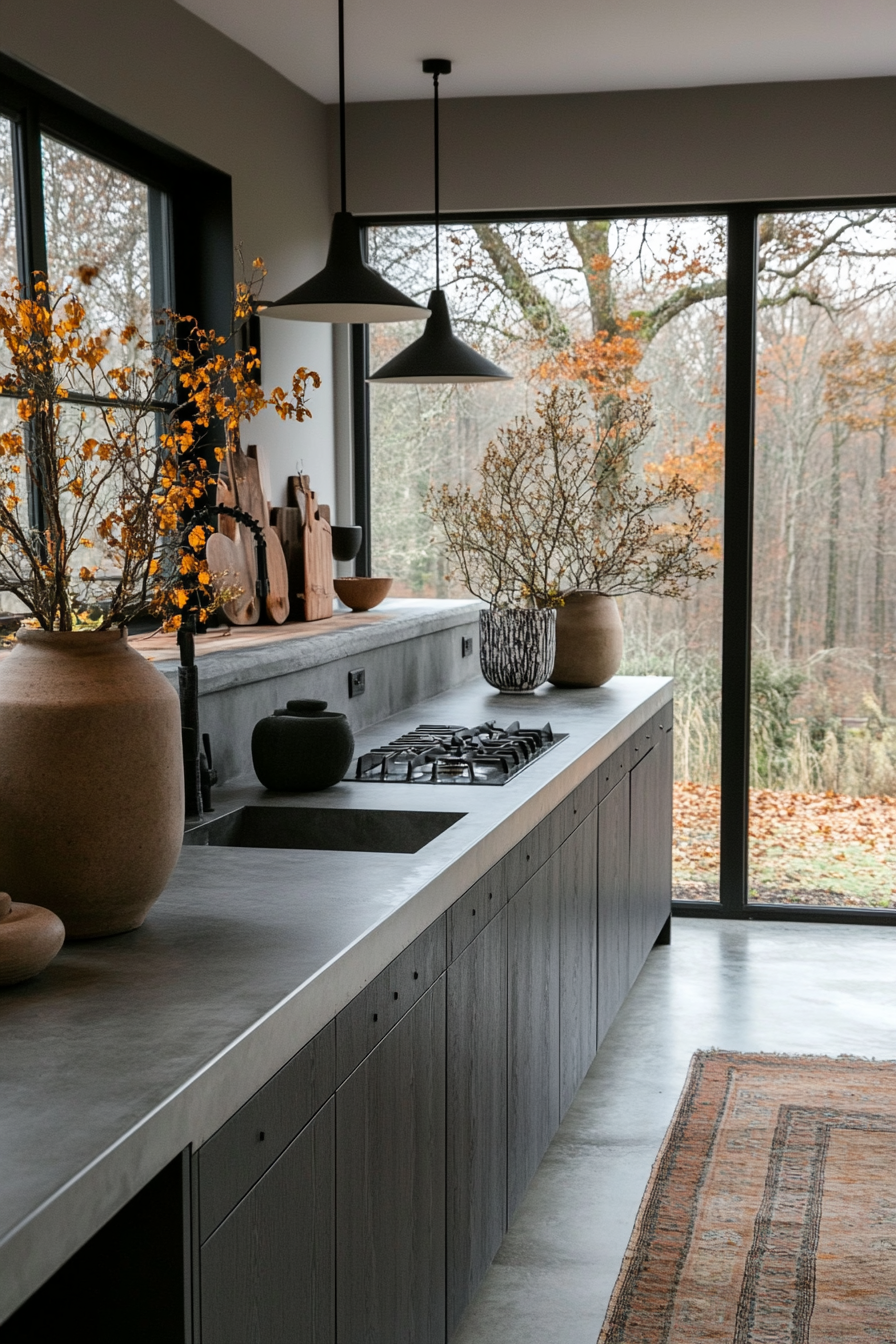 Modern farmhouse kitchen with gray cabinetry