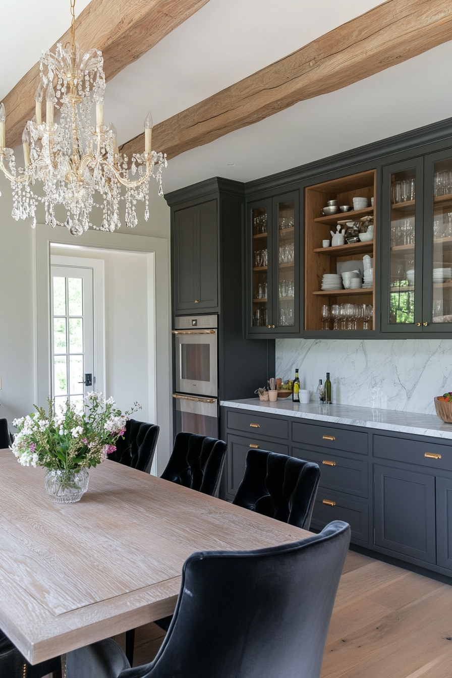 Elegant gray touches with farmhouse style
