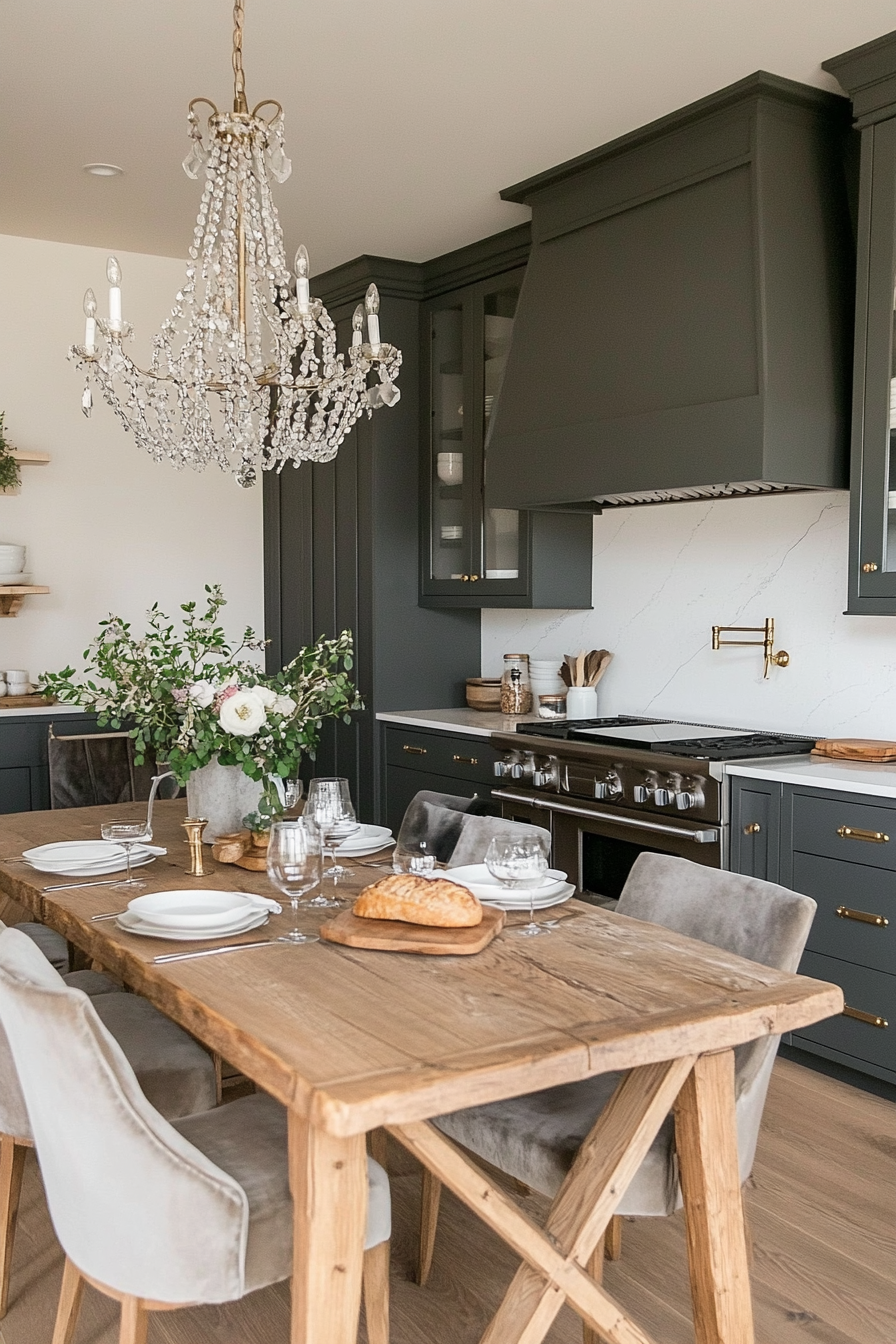 Elegant gray touches with farmhouse style