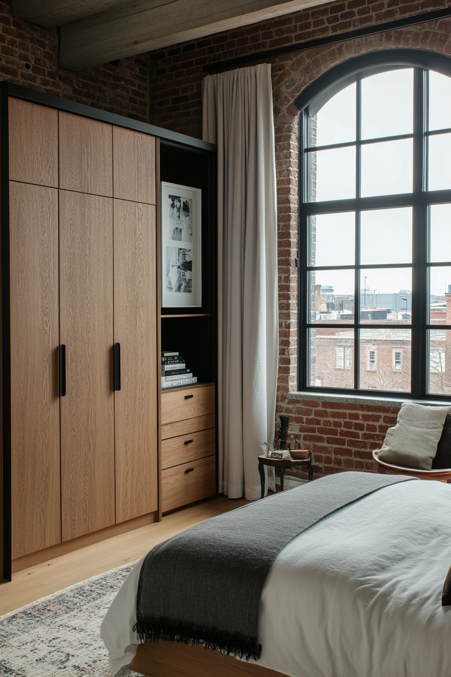 Industrial-style wardrobe made of metal and wood