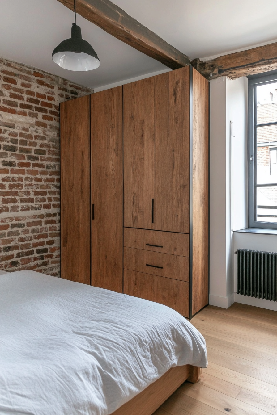 Industrial-style wardrobe made of metal and wood