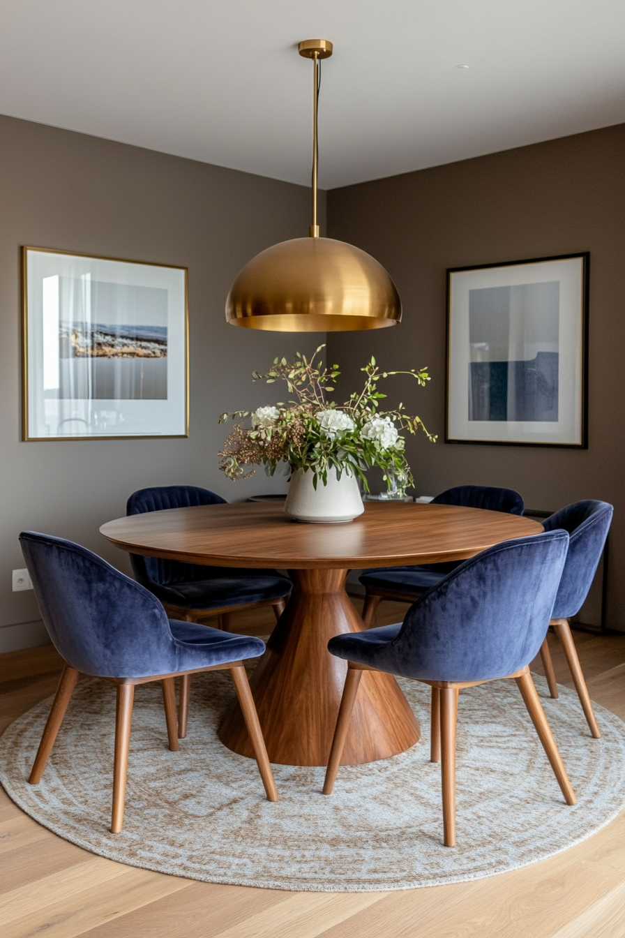 Rich gold and earthy taupe for a warm and sophisticated mid-century interior.