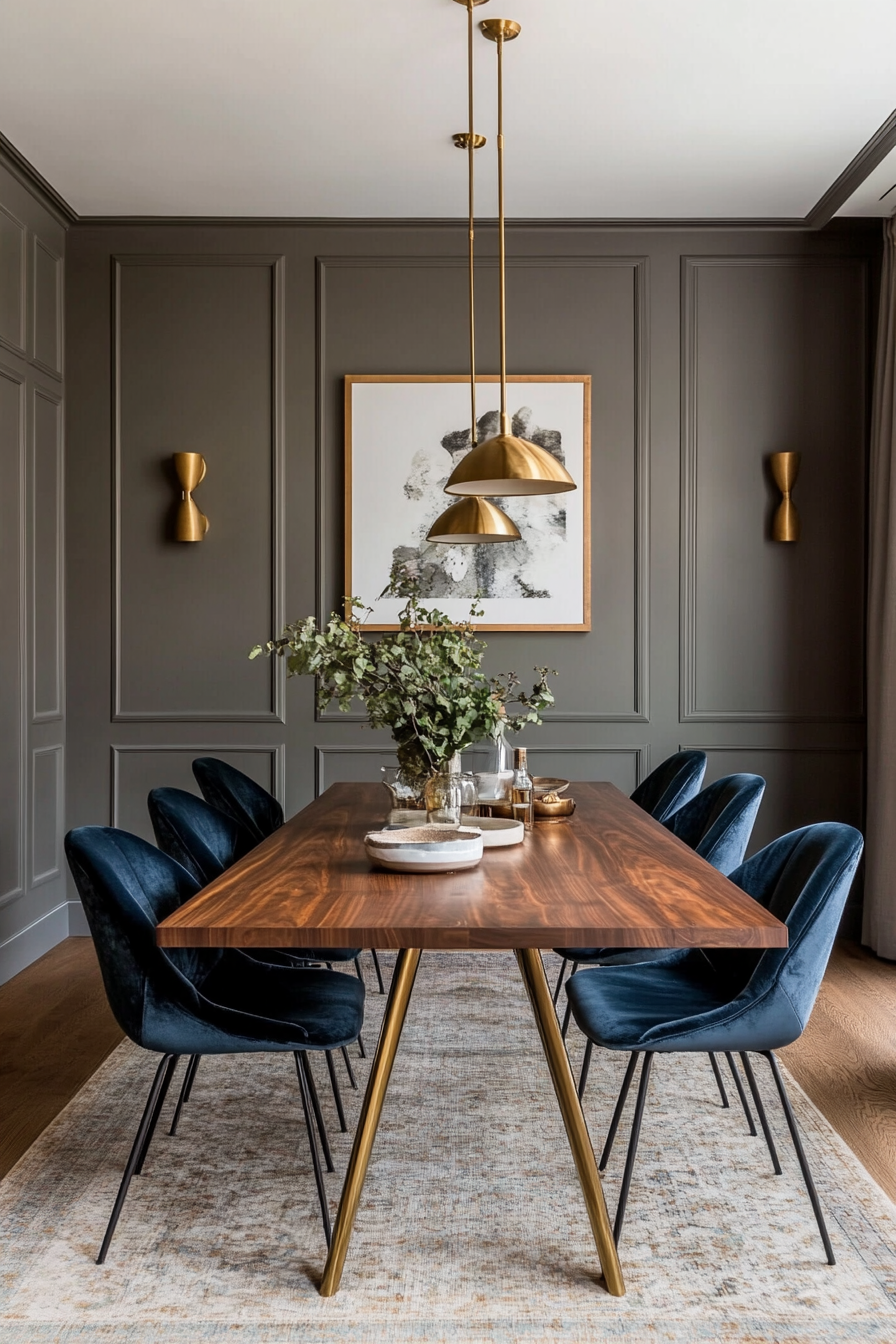 Rich gold and earthy taupe for a warm and sophisticated mid-century interior.