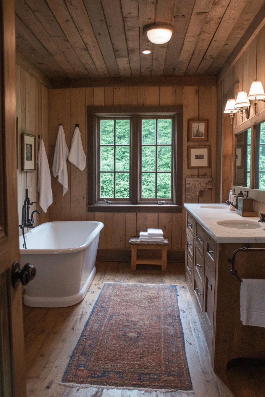 Rustic vertical shiplap walls with farmhouse decor
