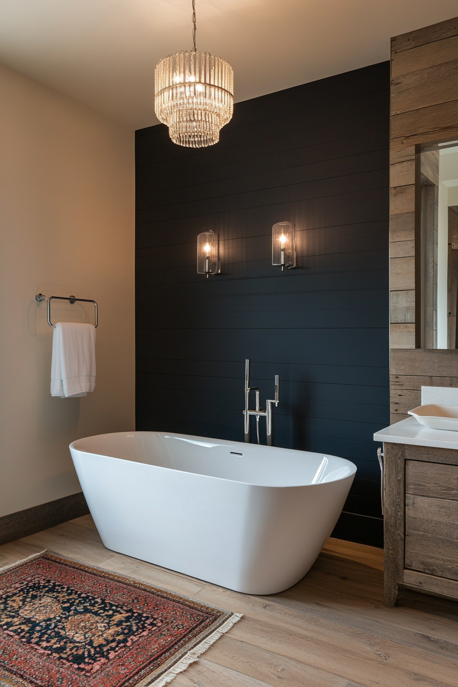 Bold accent wall with deep-colored shiplap