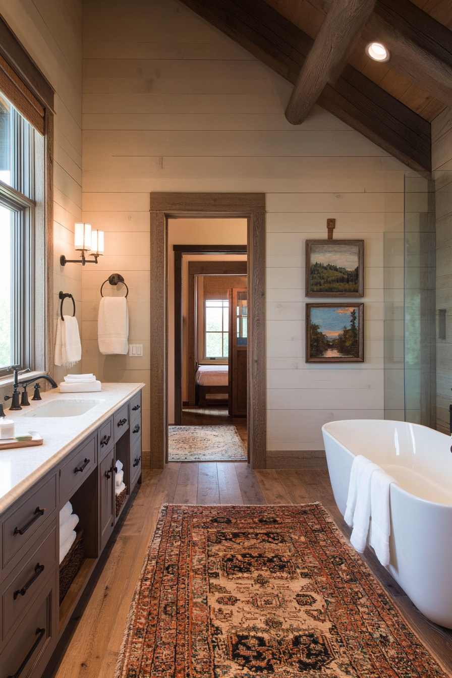 Textured neutral shiplap with earthy and cozy decor