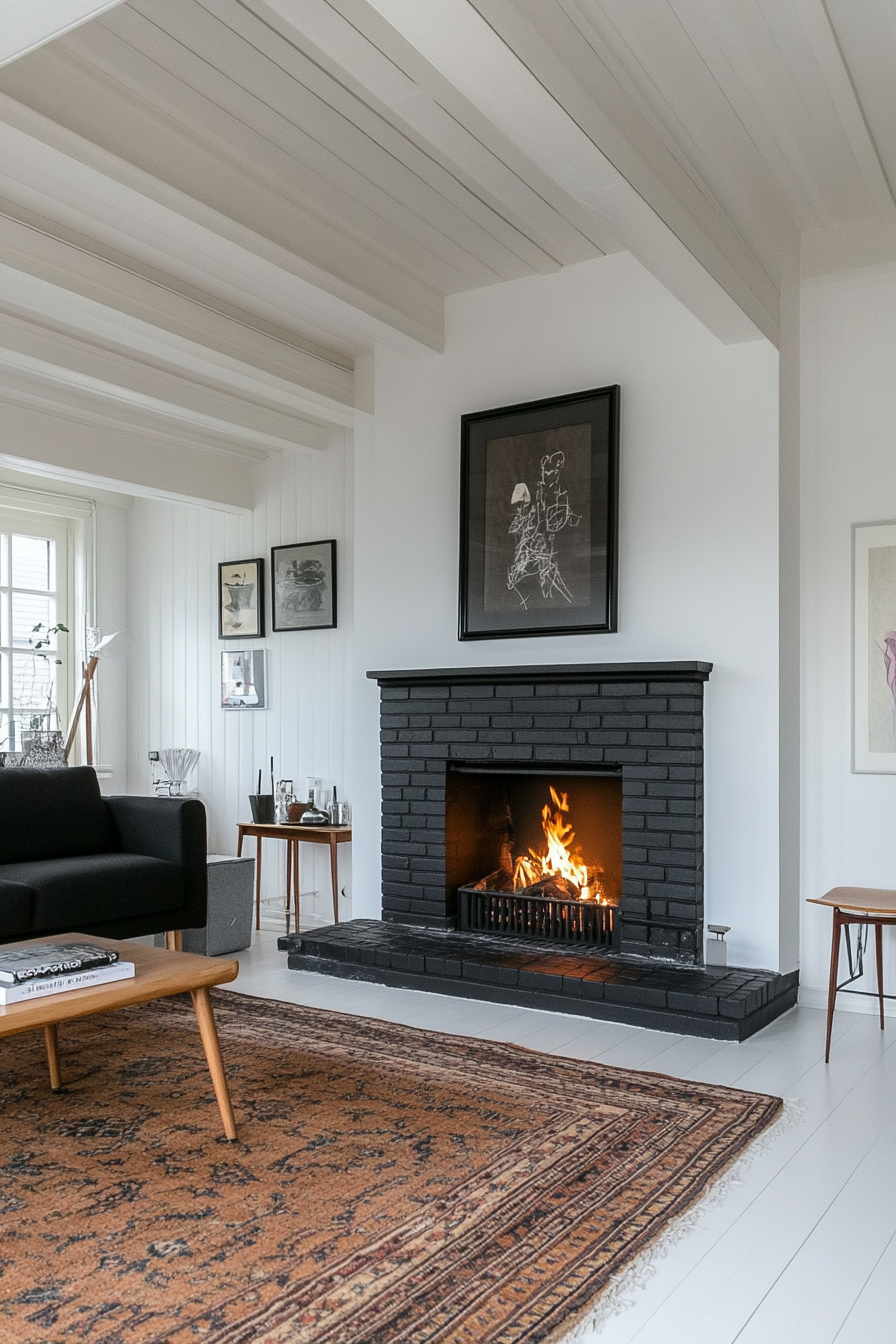 Contrast of black bricks and white surround