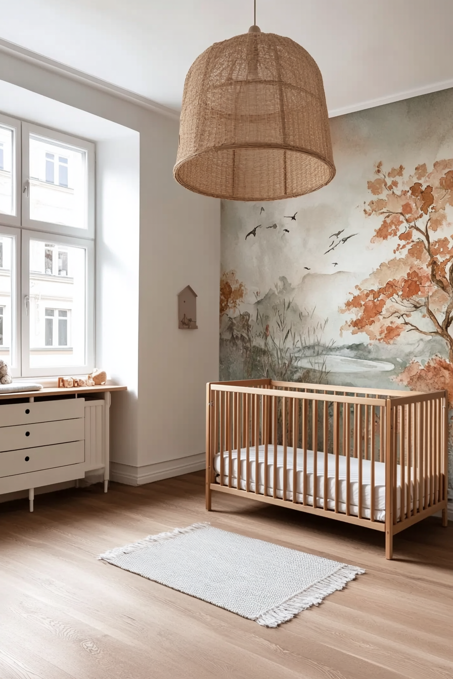 Subtle watercolor blending on a nursery wall