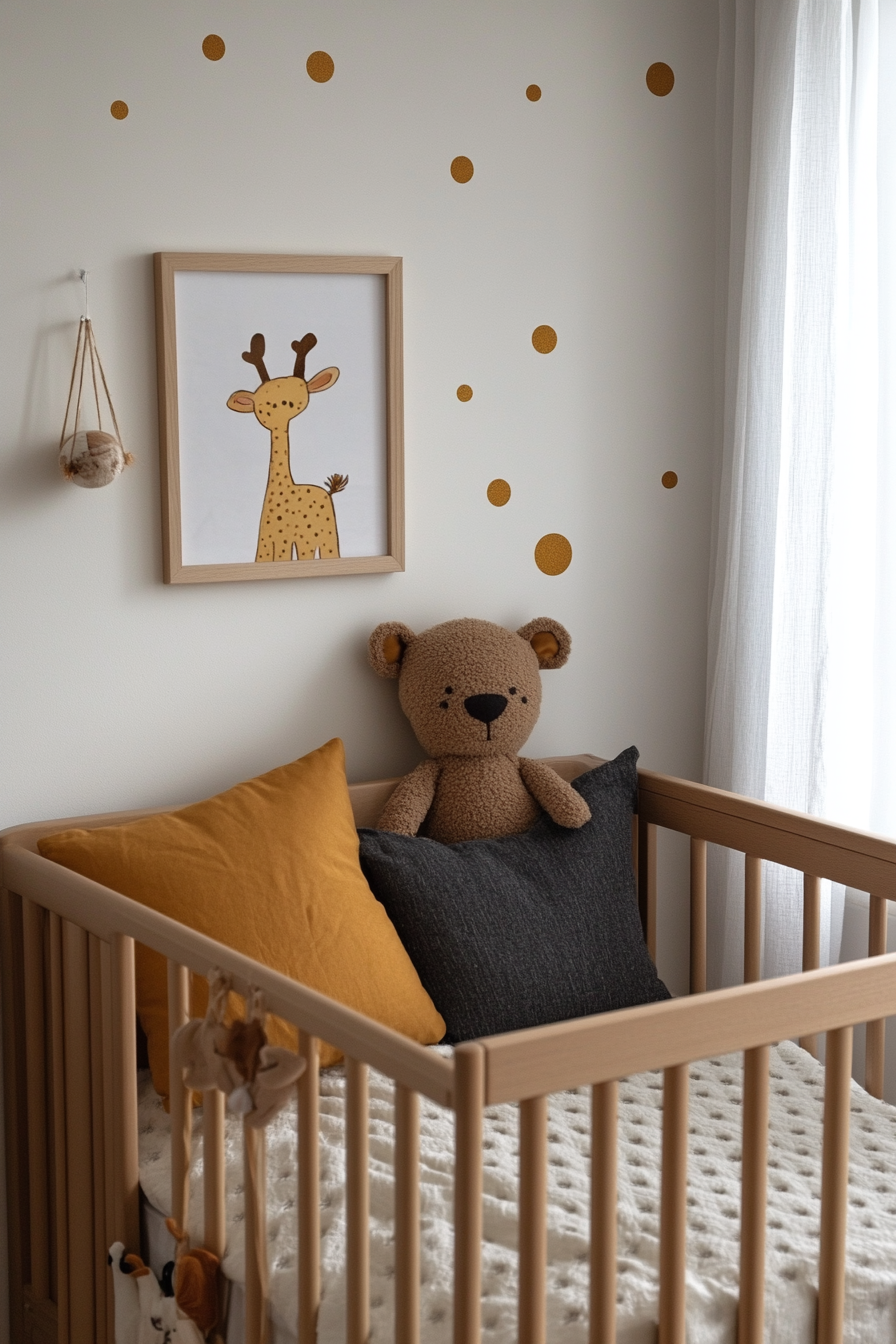 Light polka dots with metallic accents
