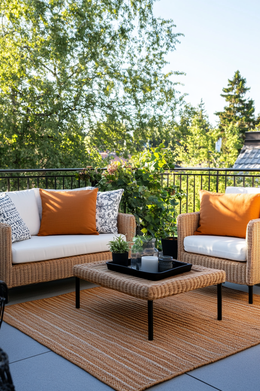 Chic rattan seating arrangement