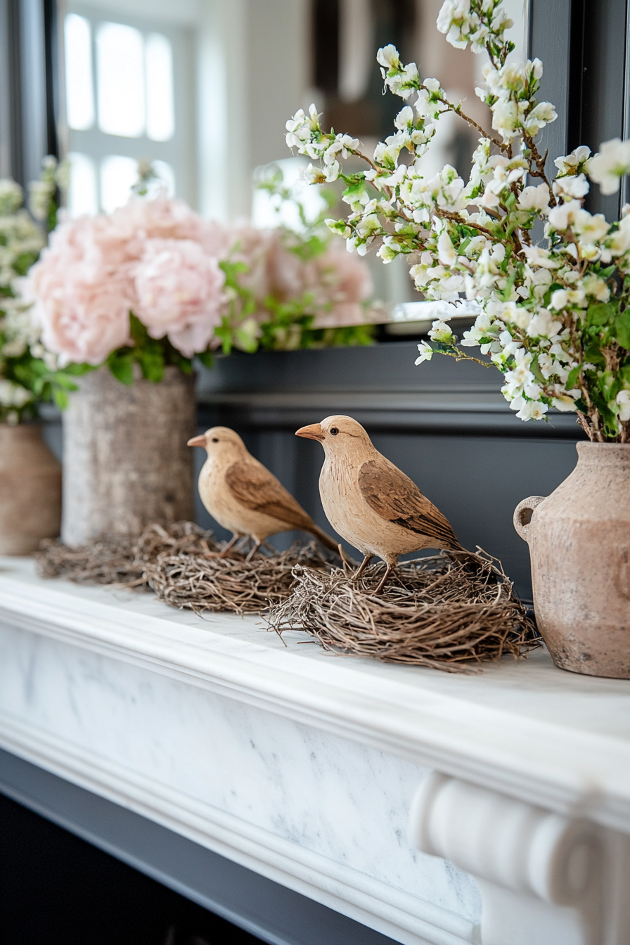 Nature-inspired bird décor arrangement