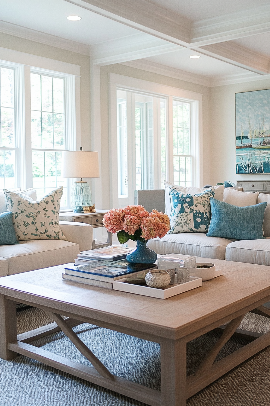 Pastel throw pillows and blankets