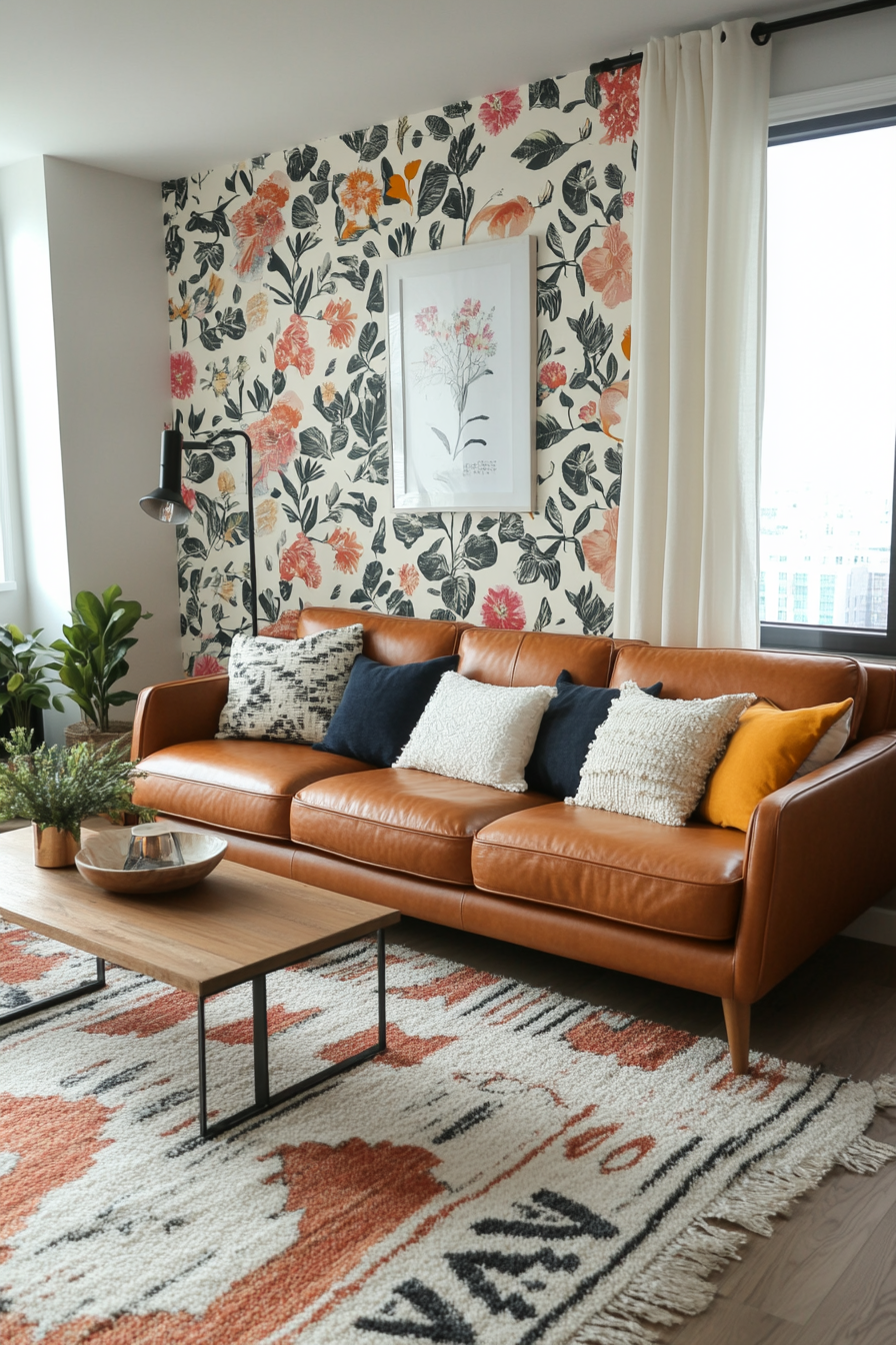 Botanical wallpaper accent wall