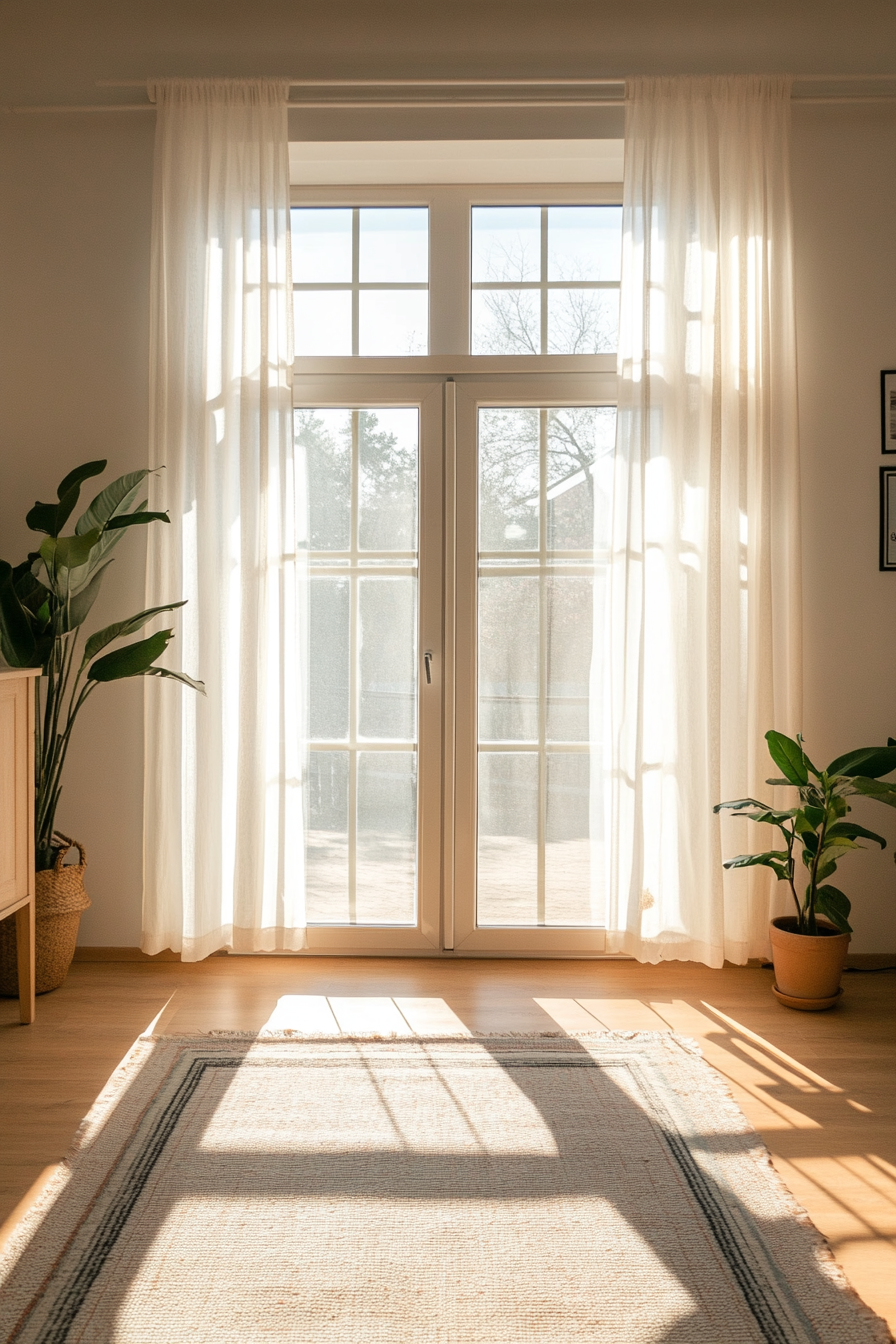 Sheer curtains letting in natural light
