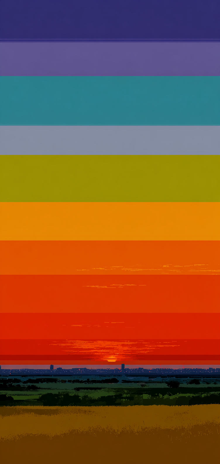 Retro sunset with horizontal color bands