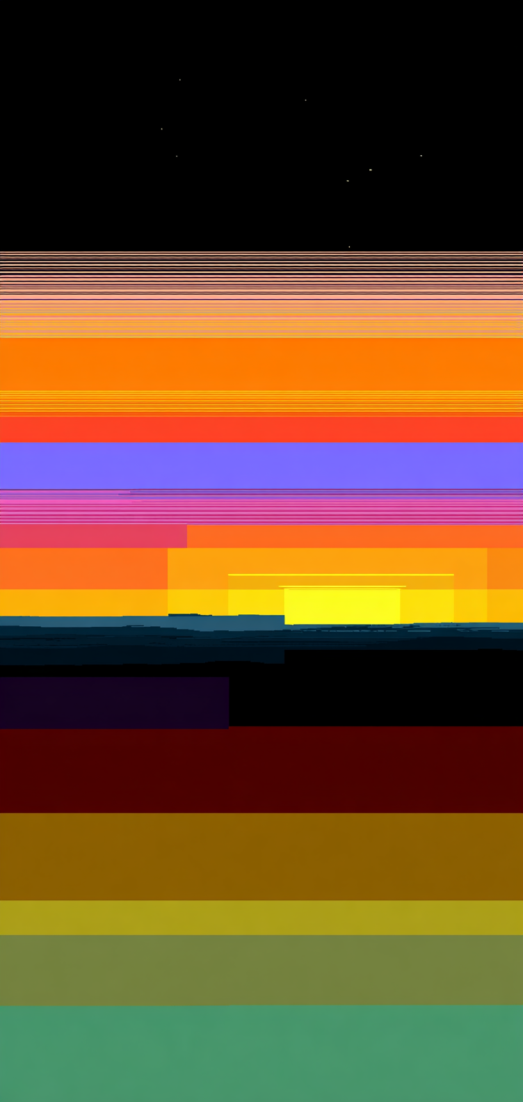 80s-inspired gradient stripes and horizon