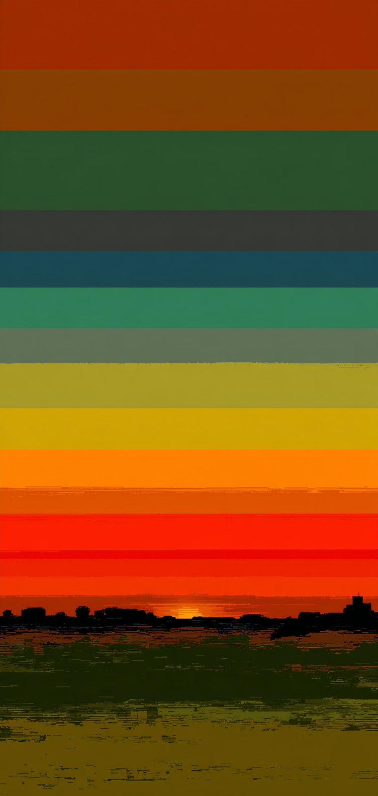 Warm retro bands over dark ground