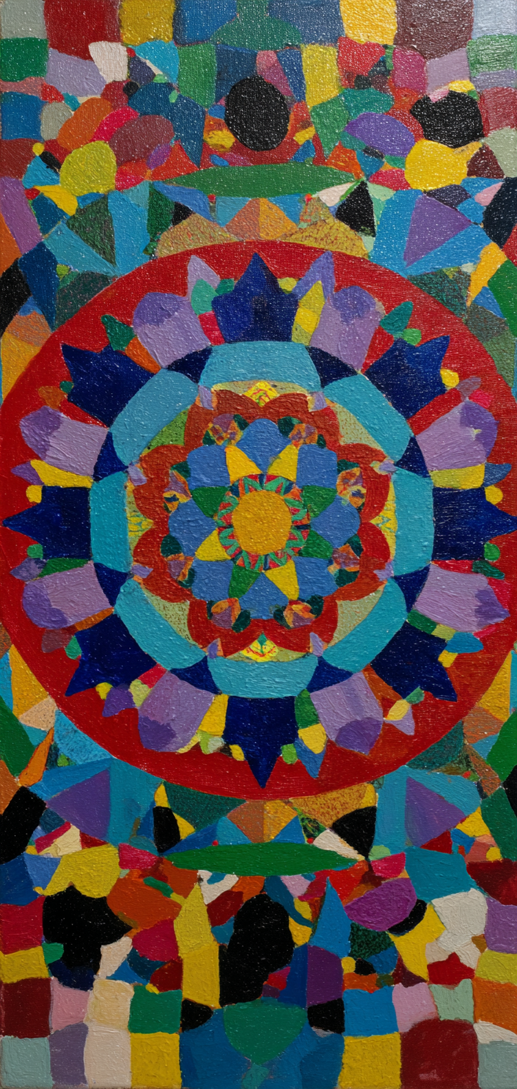 Jewel-toned mandala with crisp symmetry