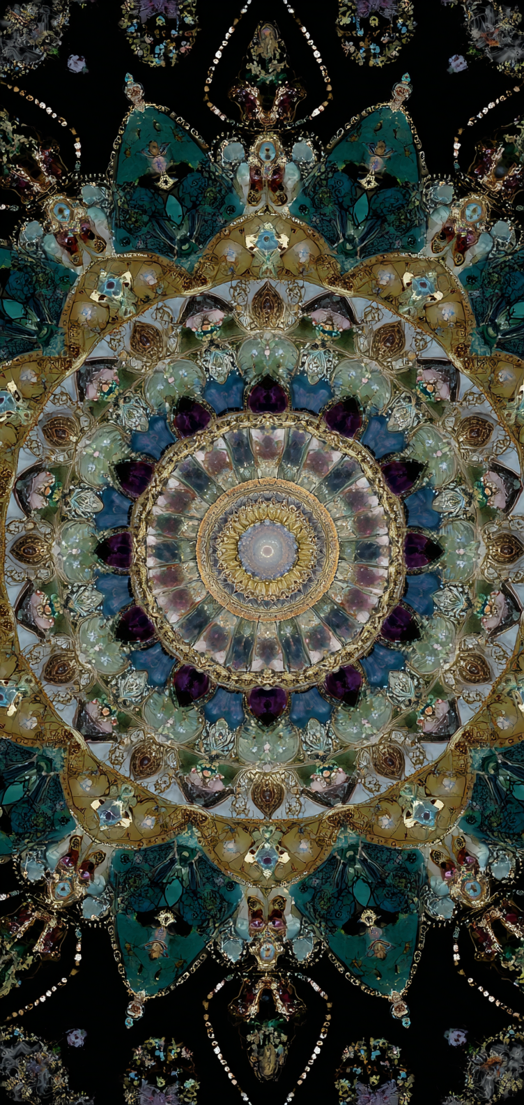 Intricate radial pattern, soothing colors