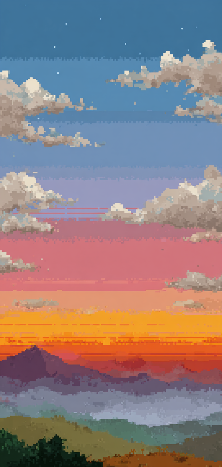 Minimal pixel hills and sky gradient