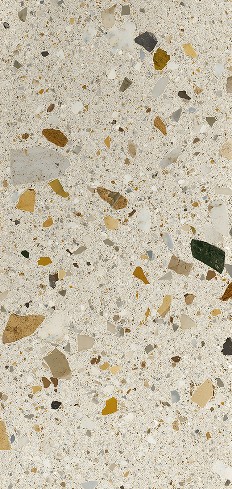 Warm off-white terrazzo with soft flecks