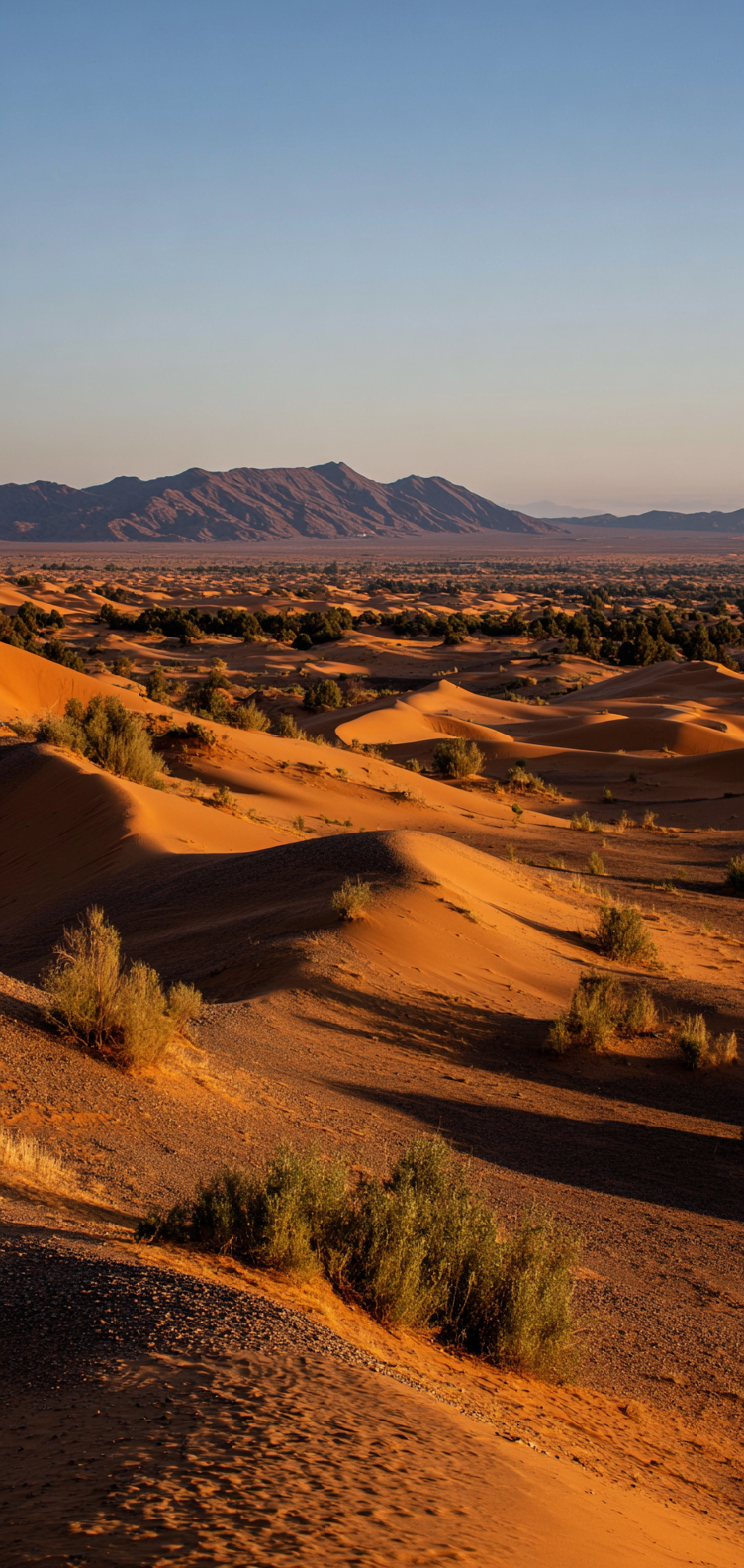 Sunlit sand ripples and shadows