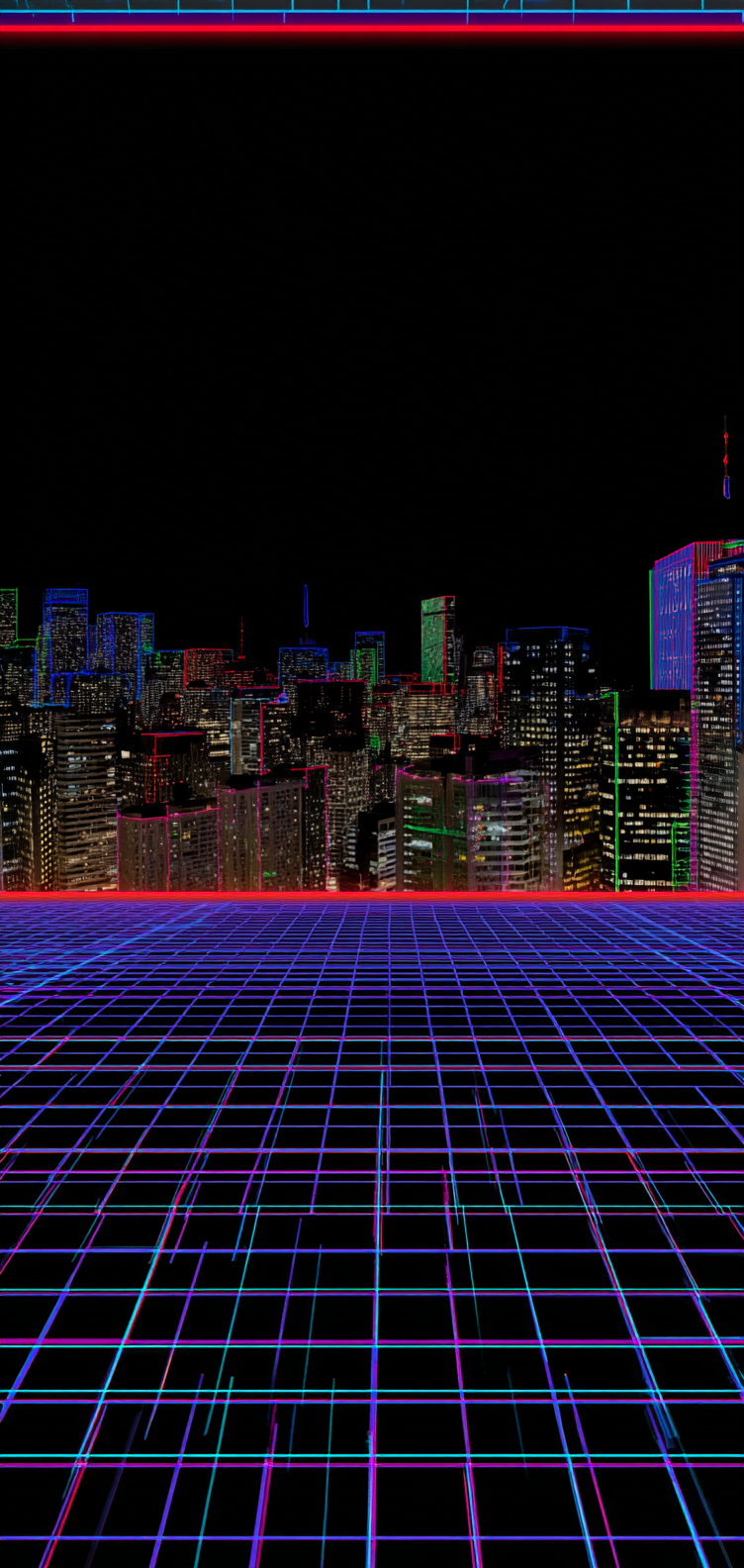 Dark futuristic grid with neon accents