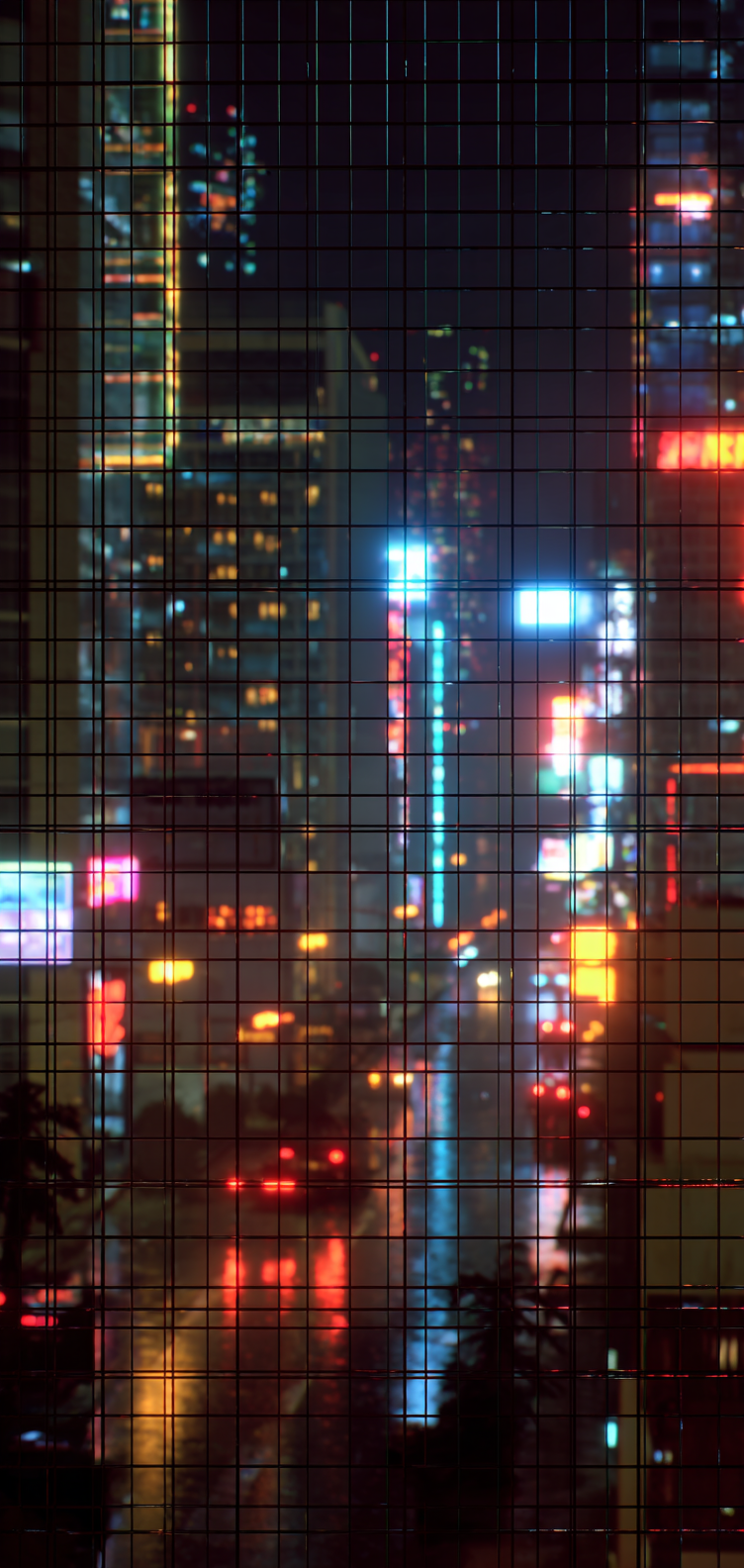 Subtle light trails on a tech grid